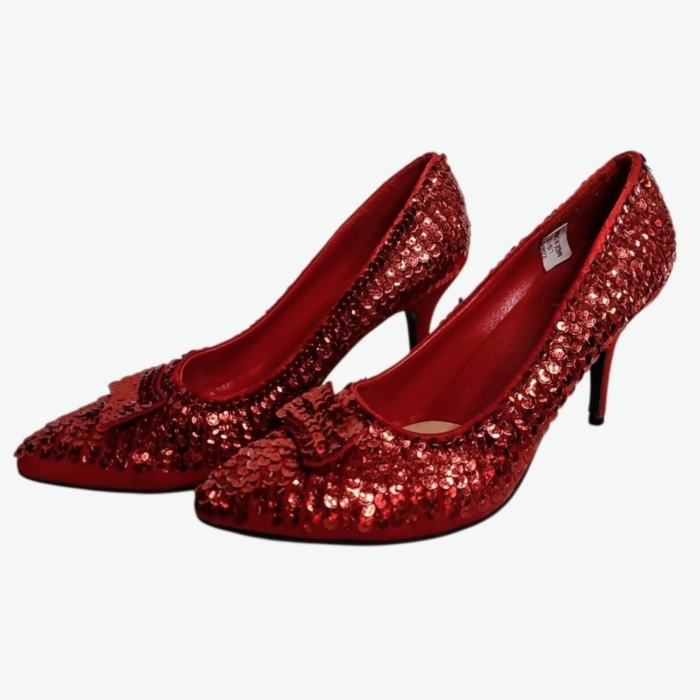 Dorothy Ruby Red Sequin Costume Cosplay Shoes Sz 9/10